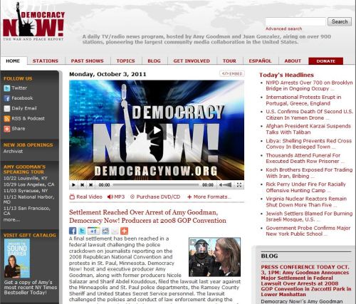 Democracy Now: Update on “Occupy Wall Street” Movement | euzicasa