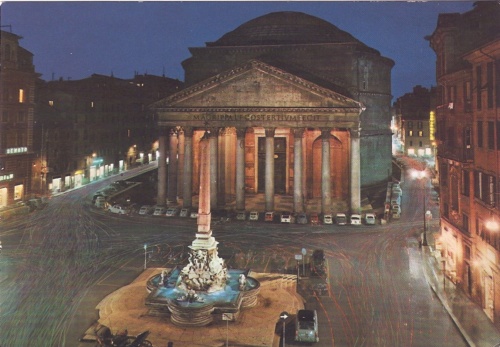 Il Pantheon-Notturno_ Rome February 1984 (the postcard never sent) (my photo Collection)