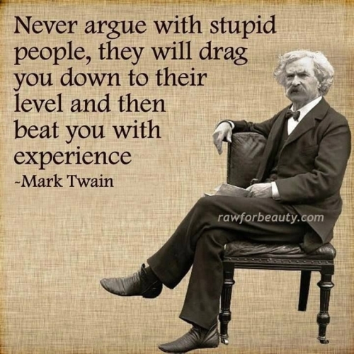 Quote: Never Argue With Stupid People,...